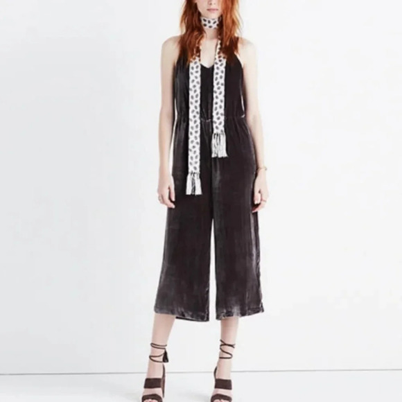 Madewell Pants - 3/$25 Madewell chocolate crushed velvet silk blend  wide leg jumpsuit women's 4